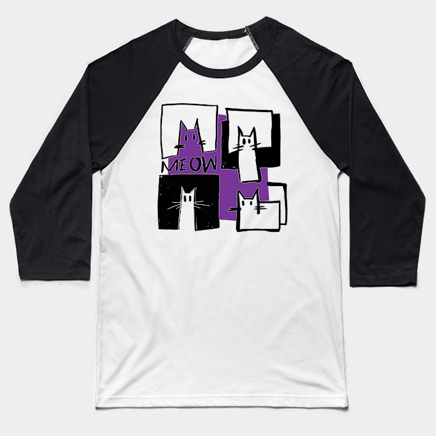 geometric cats Baseball T-Shirt by Handan